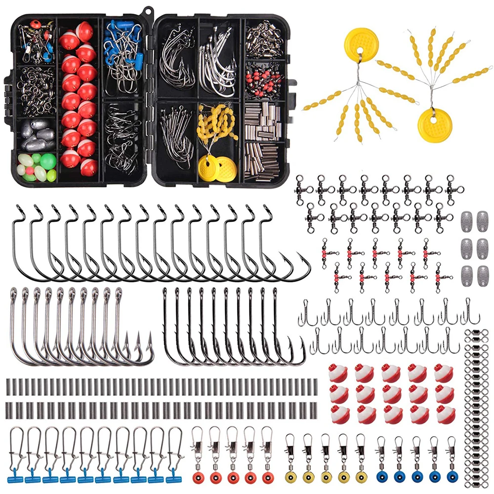 

Fishing Accessories Tackle Kit With Fishing Hooks Swivel Snap Sinker Weight Fishing Beads 3 Way Swivel For Terminal Tackle Box
