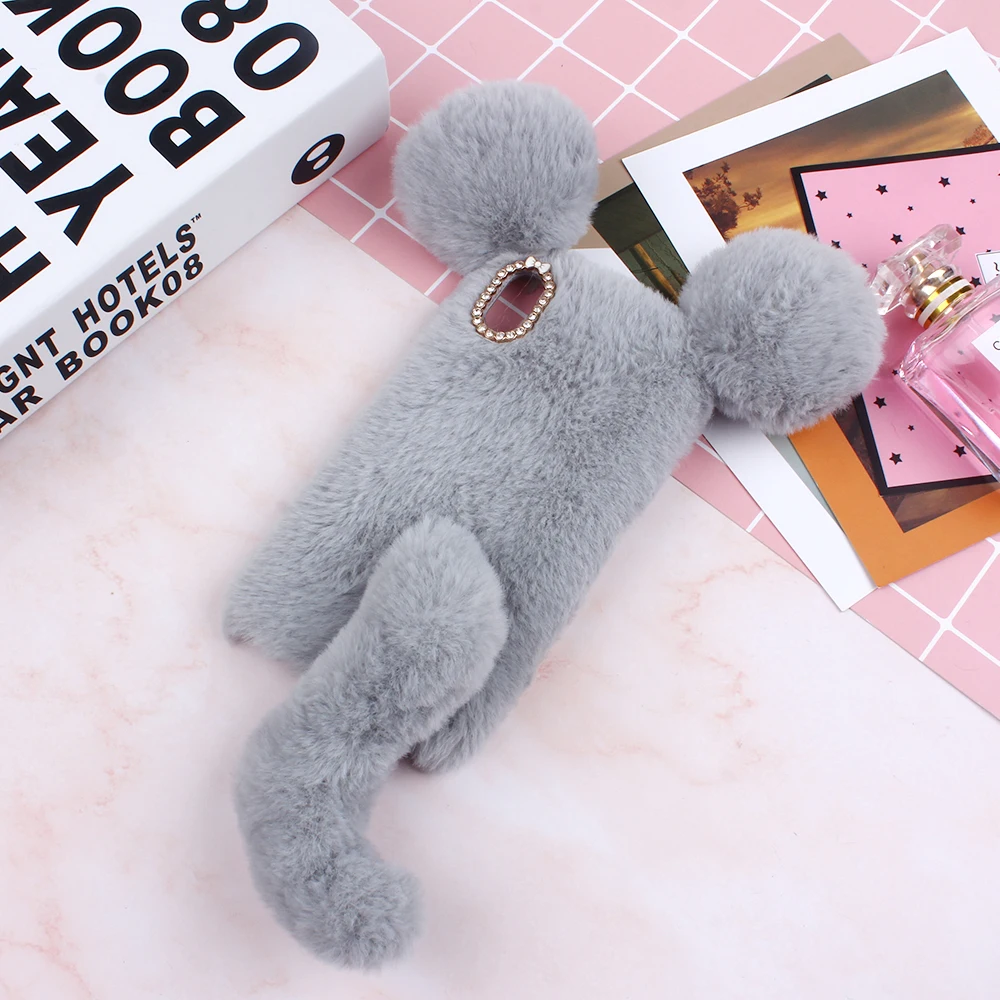 Роскошный милый теплый пушистый чехол для мыши для iPhone 11 Pro Max XR XS 7 8 6S Plus FUNDA