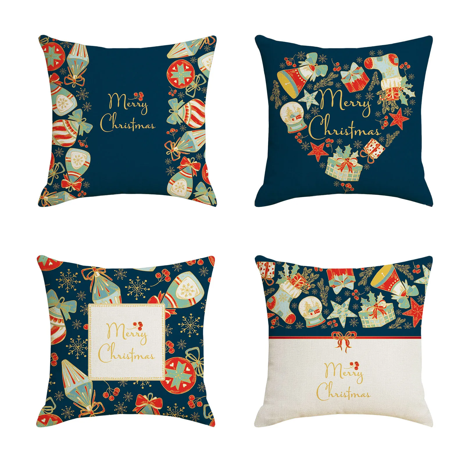 2021 Christmas Linen Hugging Pillow Case Santa Pillow Case Printed