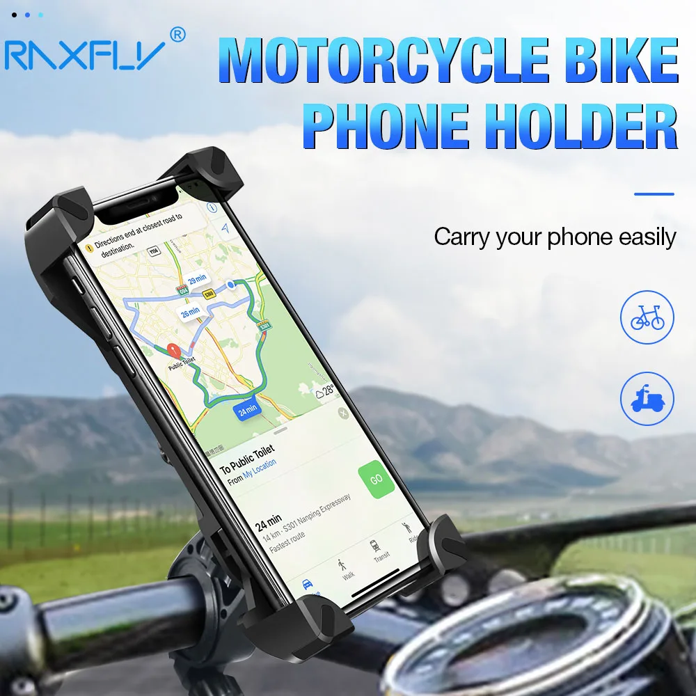 Держатель телефона для мотоцикла RAXFLY, вращающийся на 360 градусов, держатель для телефона для мотоцикла iPhone 11 XS 6 6S 8 7 XR X suporte celular motor