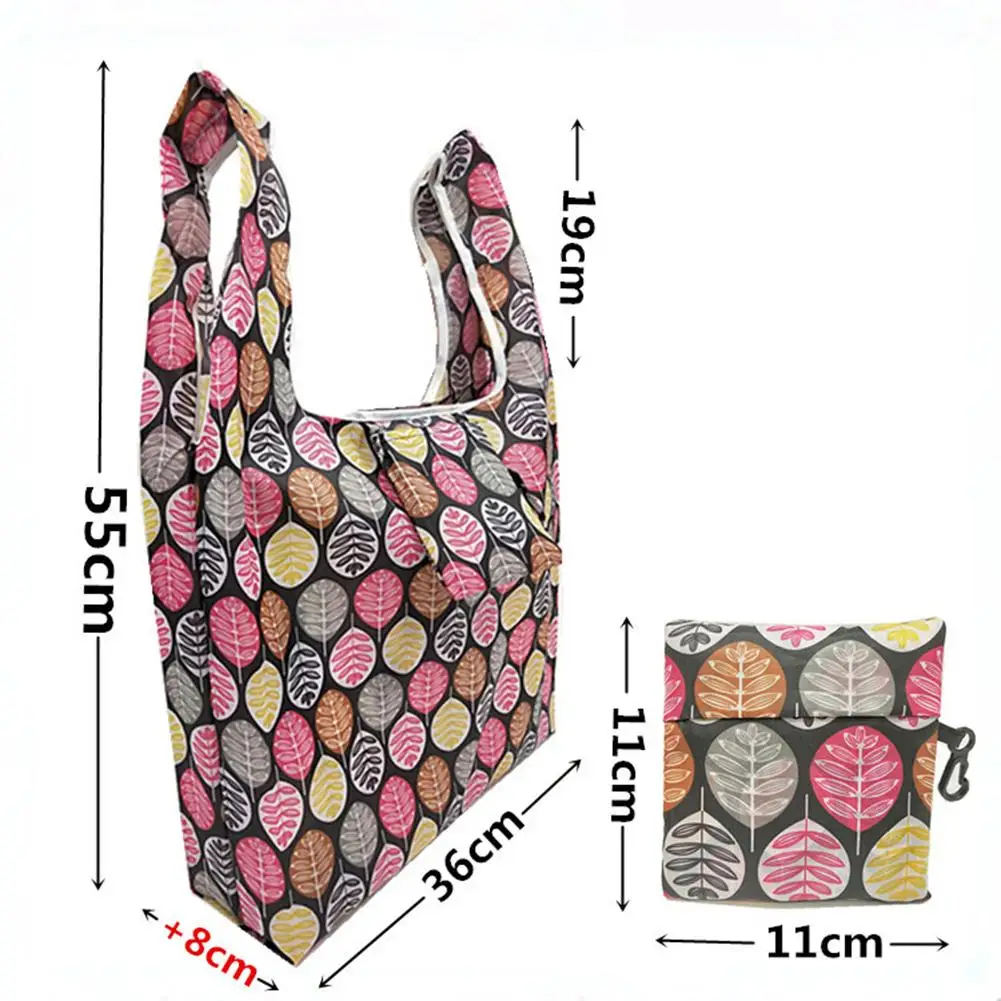 New Lady Pocket Square Shopping Tote Bag Eco-friendly Folding Reusable Portable Handbag Polyester For Floral Fruit Grocery