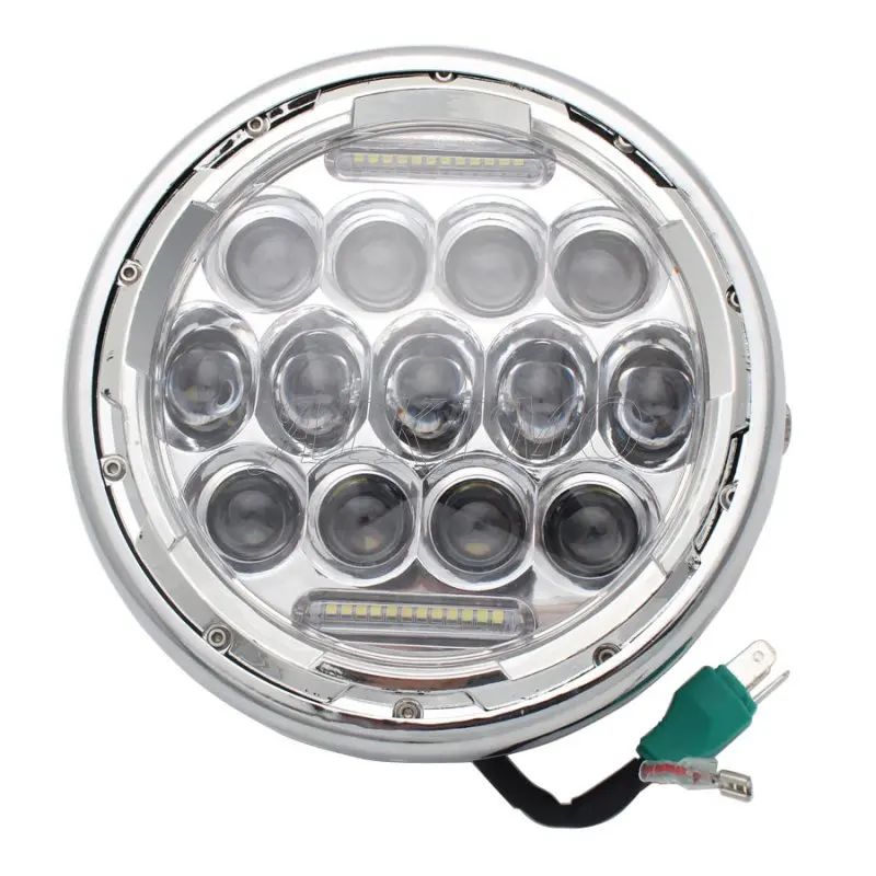 Chrome Motorcycle Led Headlamp Retro Dc 12v 65w 7" Aluminum Headlight