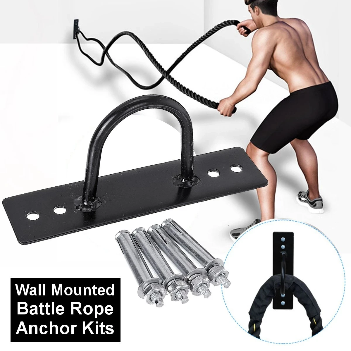Fitness Battle Rope Anchor Wall Mount Strength Training Yoga Swings Hammocks 