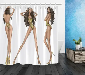 

Fashion Sexy Miss Universe Fabric Shower Curtain Set & Hooks Bathroom Decor