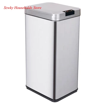 

48L Square Inductive Touchless Full-automatic Fingerprint-resistant Garbage Trash Can Silver