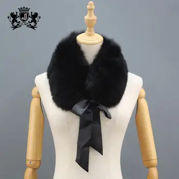 

Winter Fur Collar Women Warm Real Fox Fur Thick Fashion Scarf Shawl Collars with Ribbon
