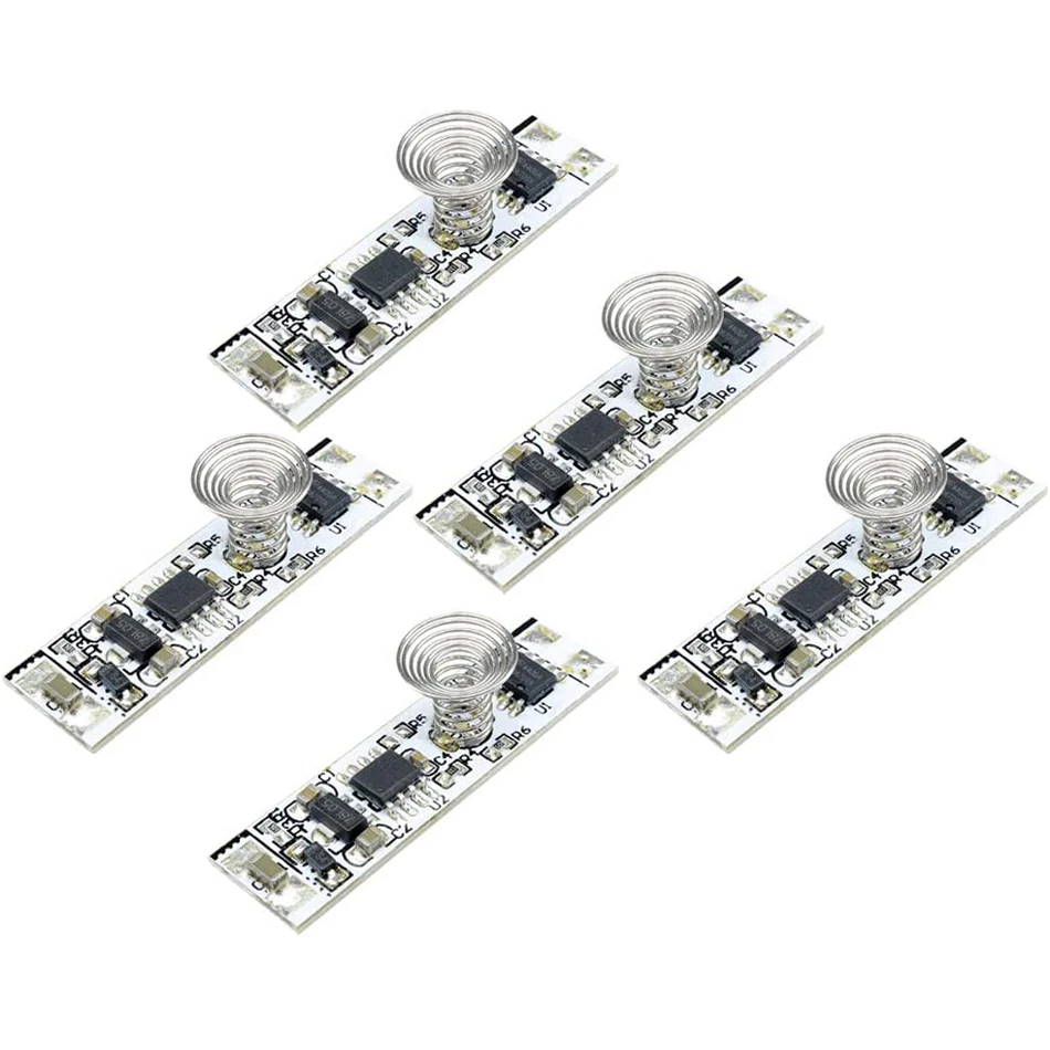 

5 Pcs DC 12V Capacitive Touch Sensor Switch Coil Spring Switch LED Dimmer Control Switch 9-24V for Smart Home LED Light Strip