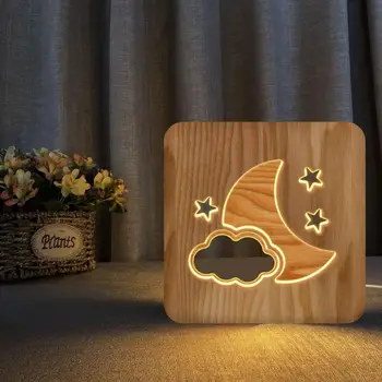 

1PC LED Creative USB Night Light Wooden Dog Paw Cat Wolf Head Animal Lamp Novelty Kids Bedroom 3D Decoration Table Lamp Children