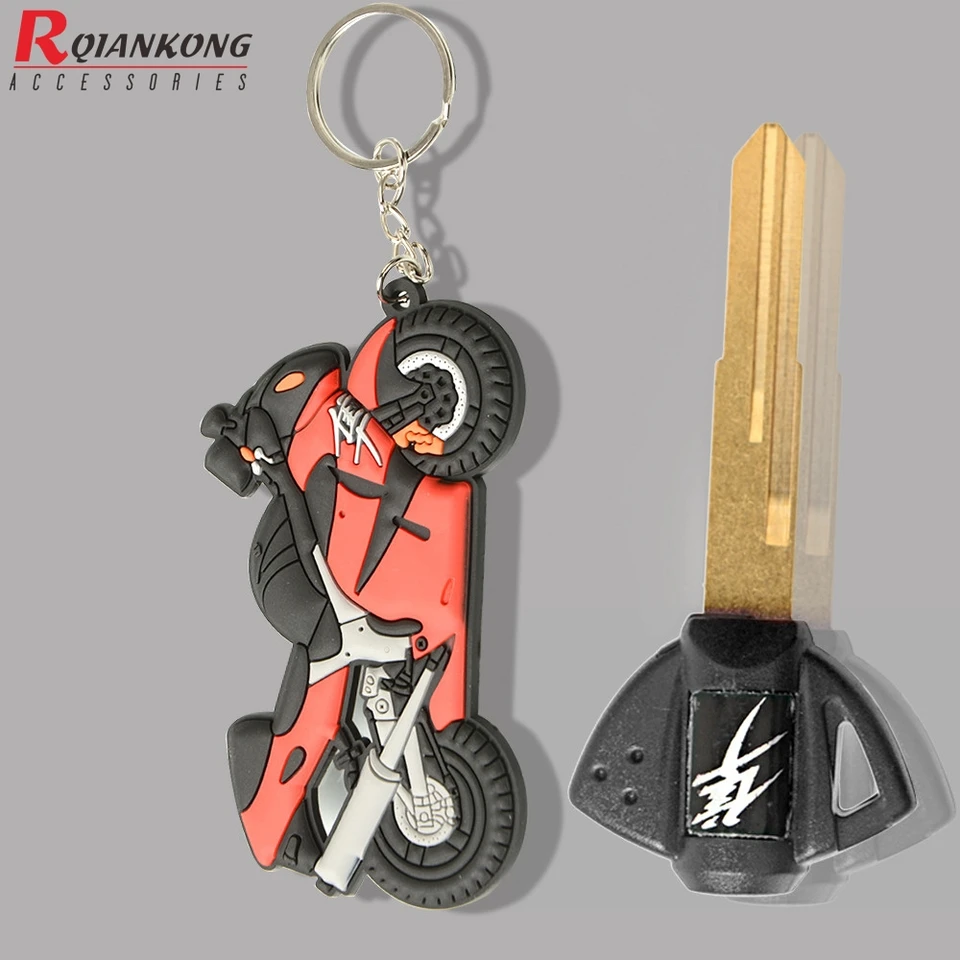 Kawsaki ZX 12 R rubber key ring motor bike cycle gift keyring chain blue ZX12R