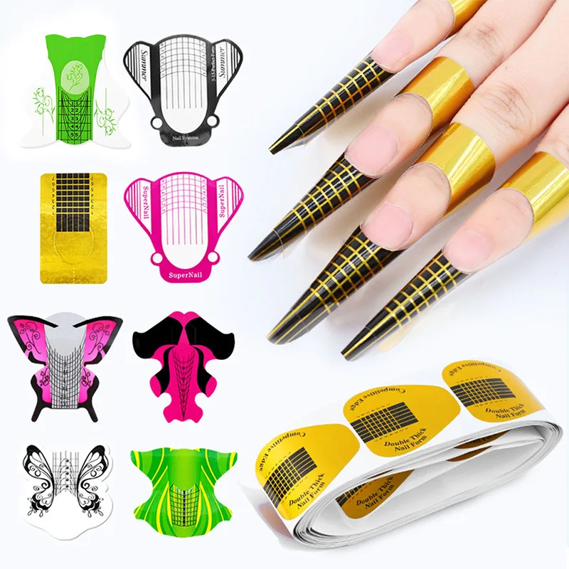100 шт все для ногтей профессиональные инструменты для дизайна ногтей Удлинительный УФ-гель наконечник для наращивания бумаги лоток пчела Бабочка Форма для ногтей инструмент для маникюра