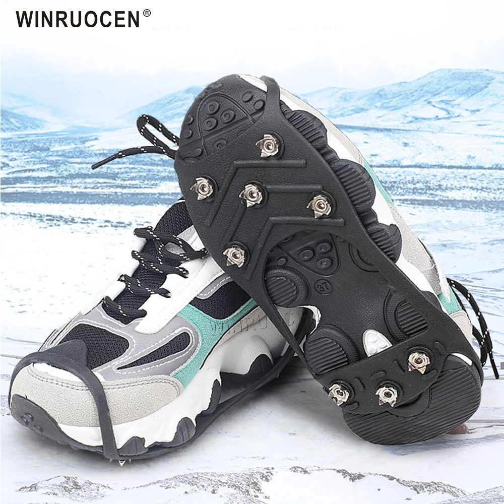Reflective Anti Slip Shoe Heel Grips Ice Cleats Spikes Snow Gripper Crampons 