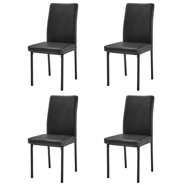 

4pcs Dining Chairs with Square Table Leg Backrest Cross Style Decoration Black Free Shipping USA