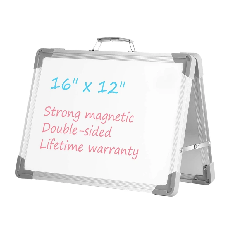 

Dry Erase Whiteboard 16 Inch x 12 Inch Magnetic Double Sided Desktop Whiteboard Portable Easel with Stand & Holder for Kids Teac