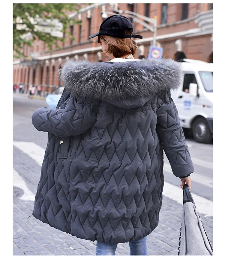 Женская зимняя куртка, хлопковая стеганая куртка, 2019 X-Long, большие размеры, Модное теплое плотное дамское пальто, парка с меховым воротником