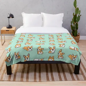 

Kawaii Corgi Throw Blanket Soft Sherpa Blanket Bed Sheet Single Knee Blanket Office Nap Blanket