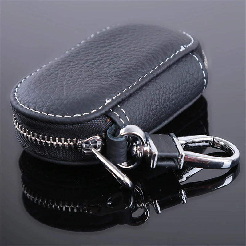 Men Key Holder Housekeeper Leather Car Key Wallets Keys Organizer Women Keychain Covers Zipper Case Bag Unisex Pouch Purse,key case,key holder,key organizer,key purse