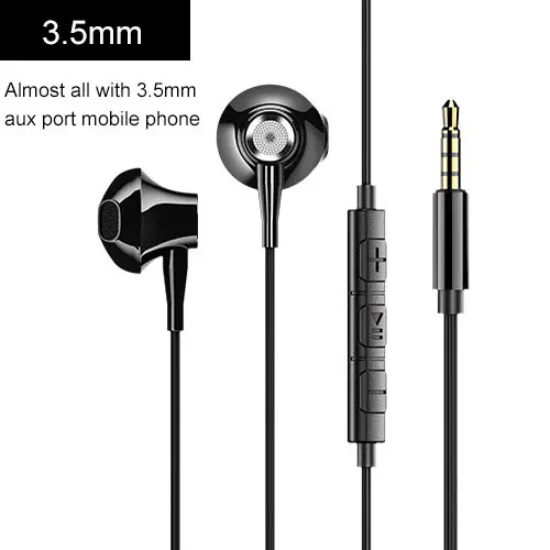 Black 3.5mm USAMS наушники-вкладыши 3,5 мм/type C металлические Hifi микрофон с проводной гарнитурой 4D стерео проводные наушники для iPhone 6S se samsung Xiaomi - Цвет: Black 3.5mm