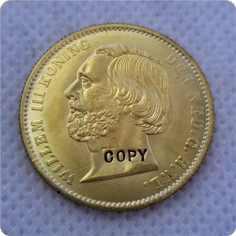 1851 Нидерланды 10 гулден Виллем III имитация монеты