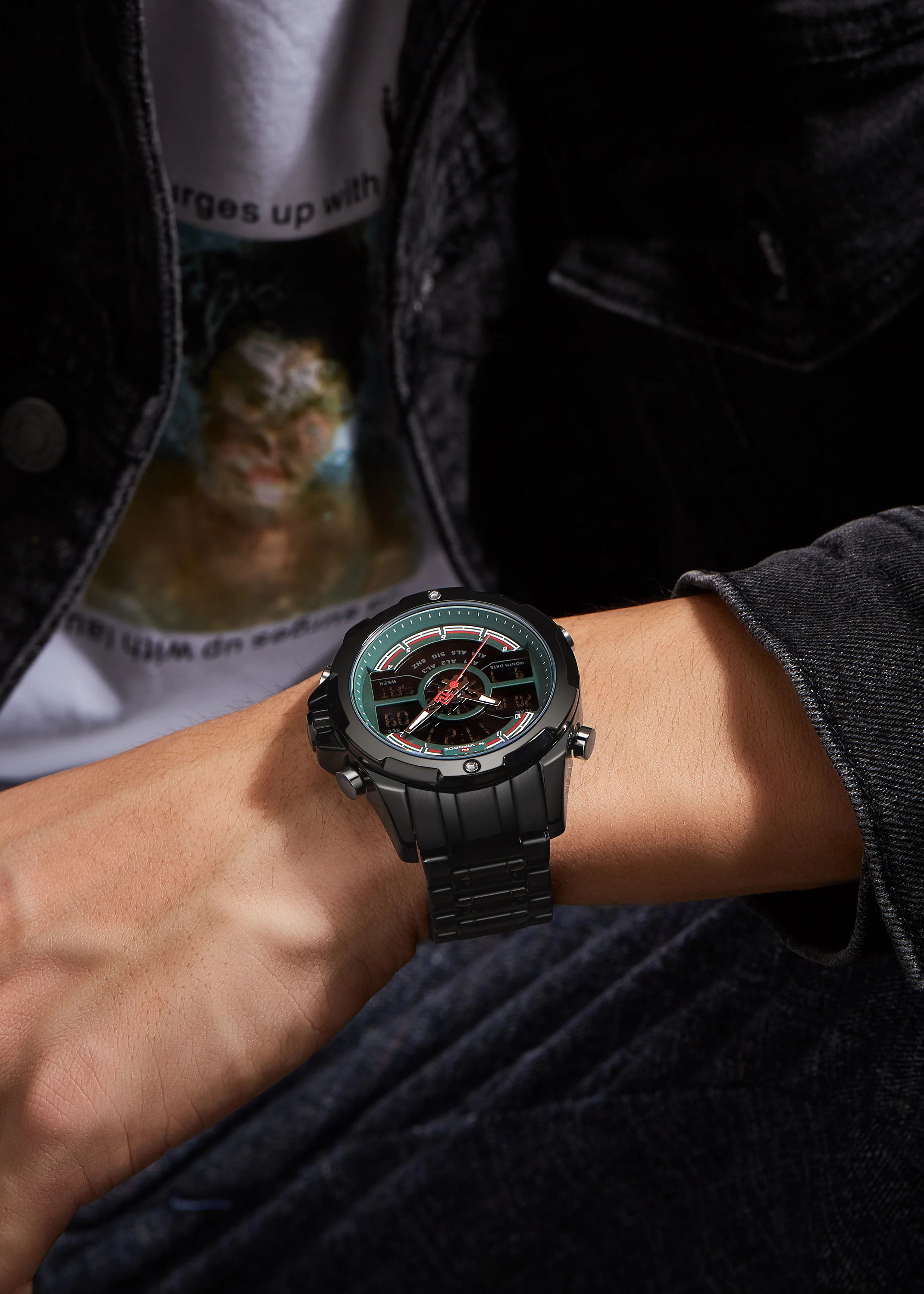 NAVIFORCE, мужские спортивные кварцевые часы от ведущего бренда, мужские полностью стальные светодиодный аналоговые водонепроницаемые цифровые часы, мужские часы