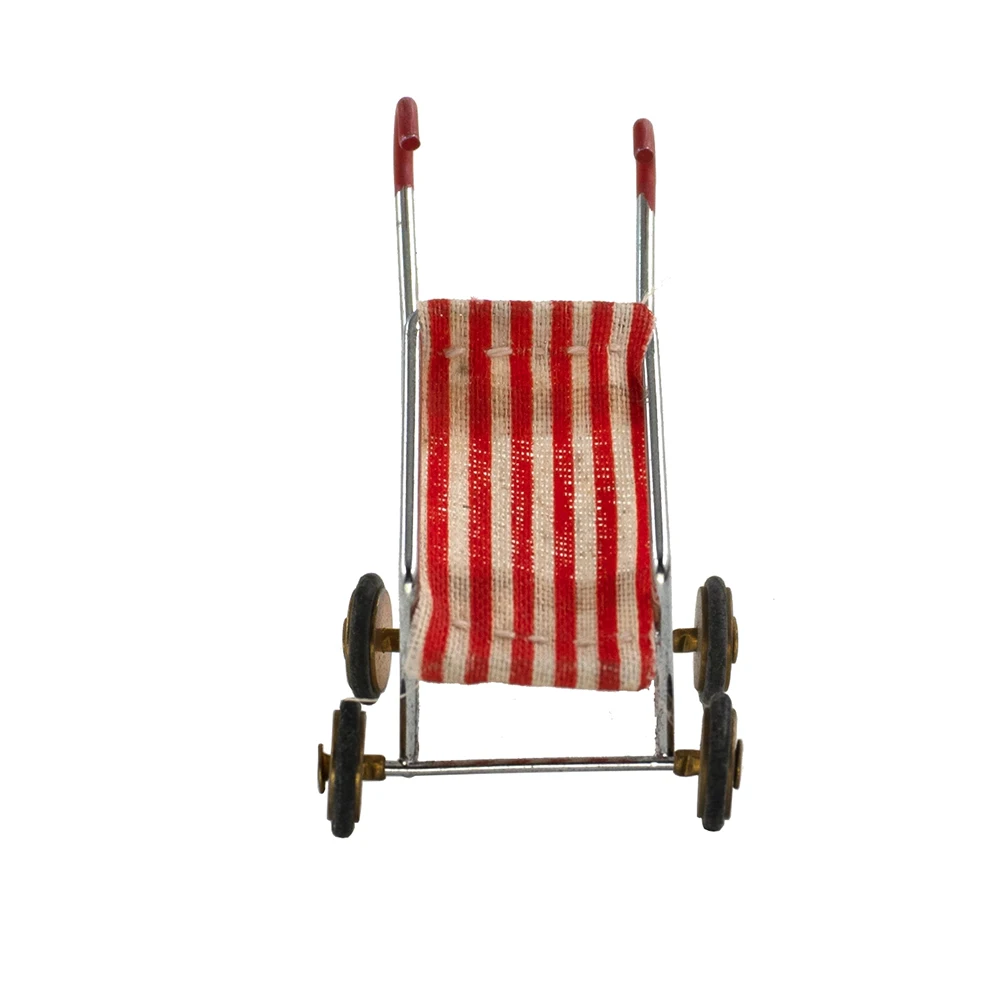 1/12 Dollhouse Miniature Accessories Mini Metal Baby Carriage Simulation Pushcart Model Toys for Doll House Decoration 5