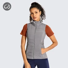 CRZ YOGA Женский спортивный жилет с подкладкой легкие куртки на молнии без рукавов с карманами