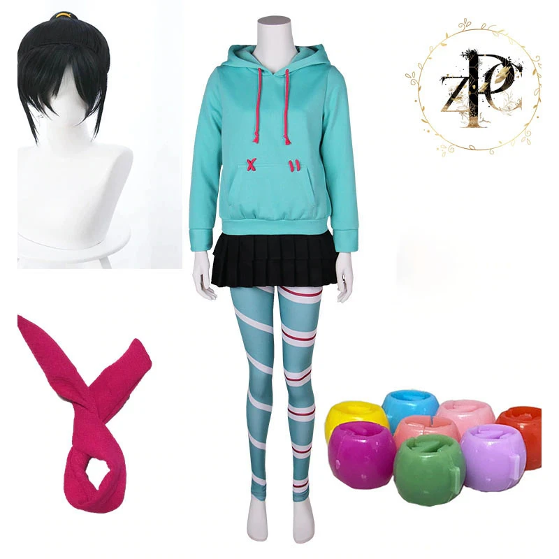 Костюм для косплея Ральфа рака из аниме Vanellope Von Swiss худи с героями короткая юбка