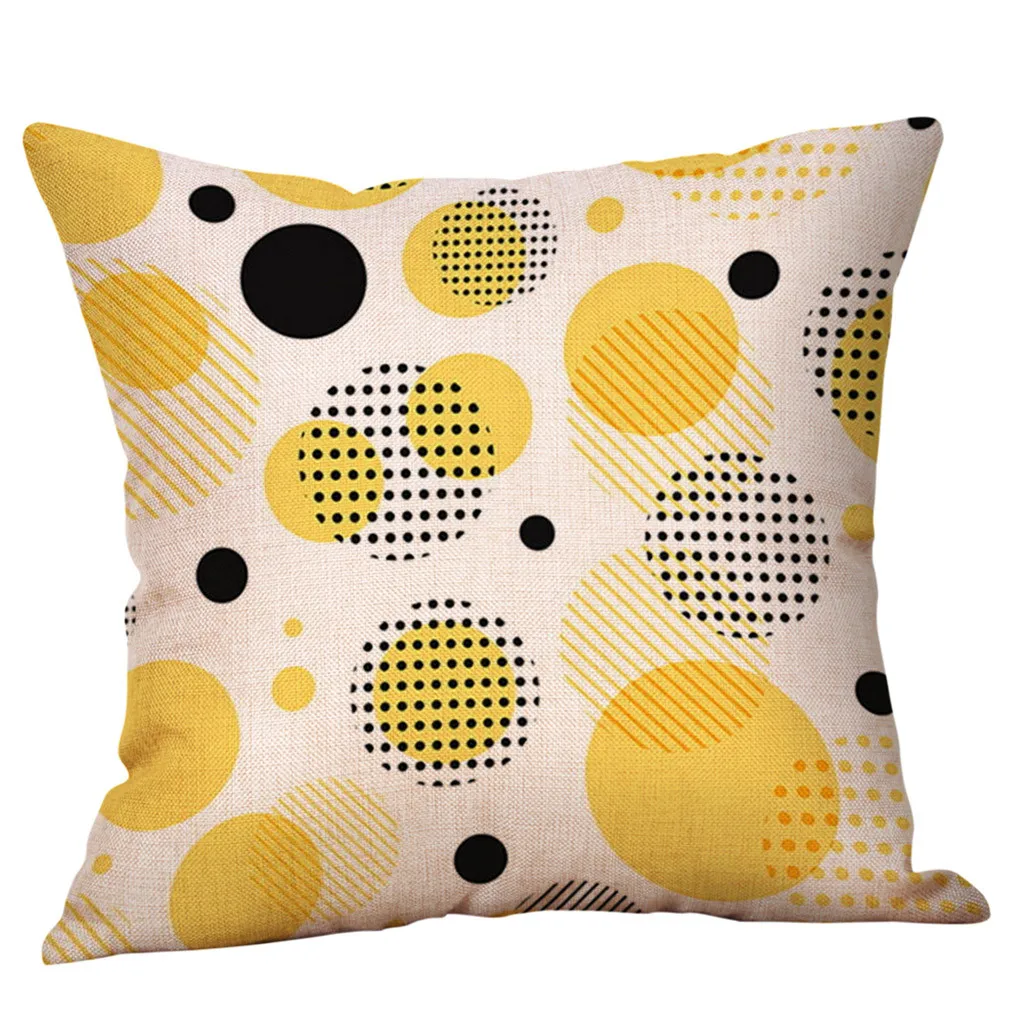 H Mustard Pillow Case Yellow Geometric Fall Autumn Cushion Cover Decorative household accessories new arrivals best selling - Цвет: H