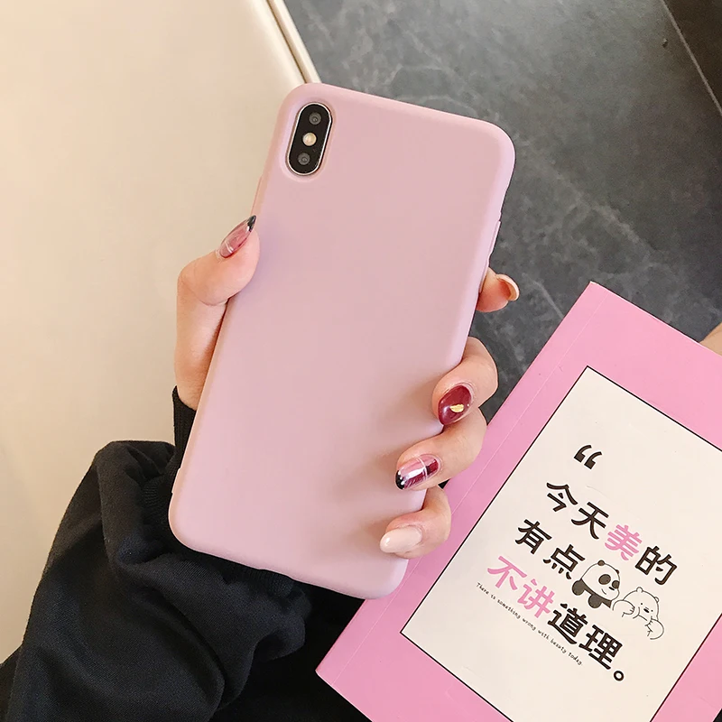 Plain Soft TPU Phone Case For iPhone 11 Pro X 7 6 6S 8 Plus XR  XS Max 12 Thicken Thickness Candy Color Cover Capa Funda Shell