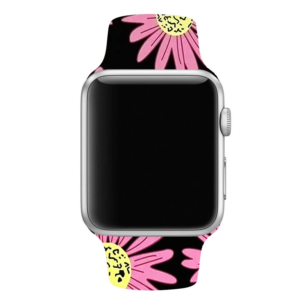 40mm 44mm Silicone Christmas Band For Apple watch 5 4 3 2 1 Bands Floral Printed Strap for iWatch Series 5 4 3 2 38mm 42mm Gifts