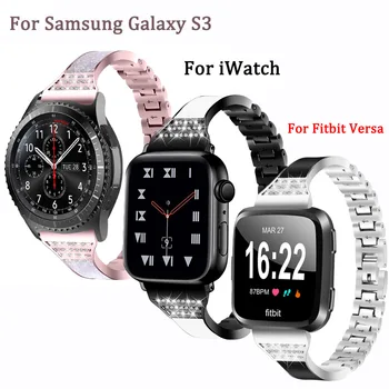 

Watchband For Samsung Galaxy S3 46mm Fitbit Versa Strap Wristband Metal Stainless Steel Watch Strap For iWatch 38mm 42mm Band