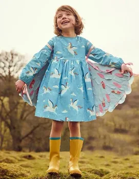 

Autumn New Style European And American Style Brand Gril's Dress Knitted Long Sleeve Girls Dress Pure Cotton Printed CHILDREN'S S