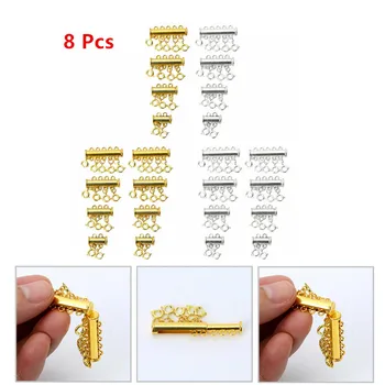

8Pcs Slide Clasp Lock Plated Magnetic Tube Lock Connectors Buckle forBracelet Jewelry Multi Strands Crafts Necklace Spacer Clasp
