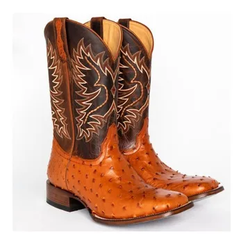

2020 new woman Mid-calf Boots PU Leather Embroidery Western Cowboy Biker Boots Vintage Slip On Winter Casual Shoes low heel Boot