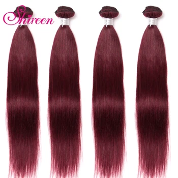 

Shireen Brazilian Straight Hair Bundles Red Weave Pre-colored 3pcs Burgundy Red Wine 99j Human Hair Extension Remy Hair Weaving
