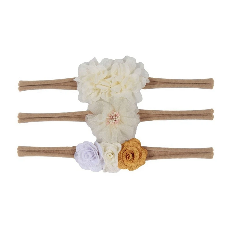 

1Set Baby Children's Nylon Hair Band Set Rose Chiffon Flower Elastic Headwear Magic Headbands Infant Hair Accessories