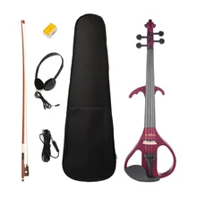 Скрипка 4/4 электрическая скрипка из цельного дерева фиолетовый красный чехол для отдыха на плече бант канифоль наушники инструмент для любителей музыки