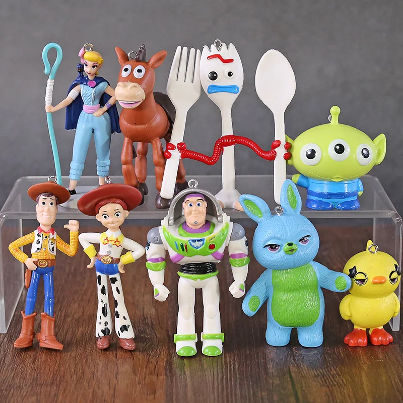 

Toy Story 4 Woody Jessie Buzz Lightyear Bullseye Forky Ducky Bunny Alien Bo Peep PVC Figures Toys Gift for Kids 9pcs/set