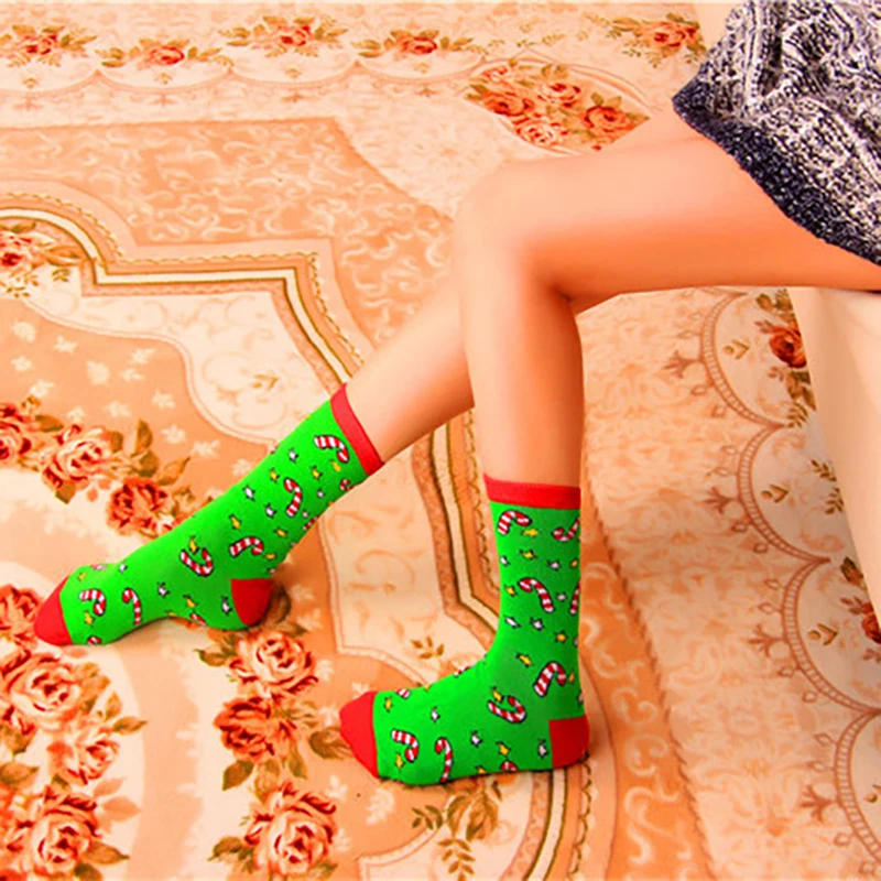 Description Picture 5 of itemChristmas Socks New Colorful Woman Cotton Happy Men's Crew Socks Harajuku Hip Hop Funny Cartoon Santa Claus Biscuits