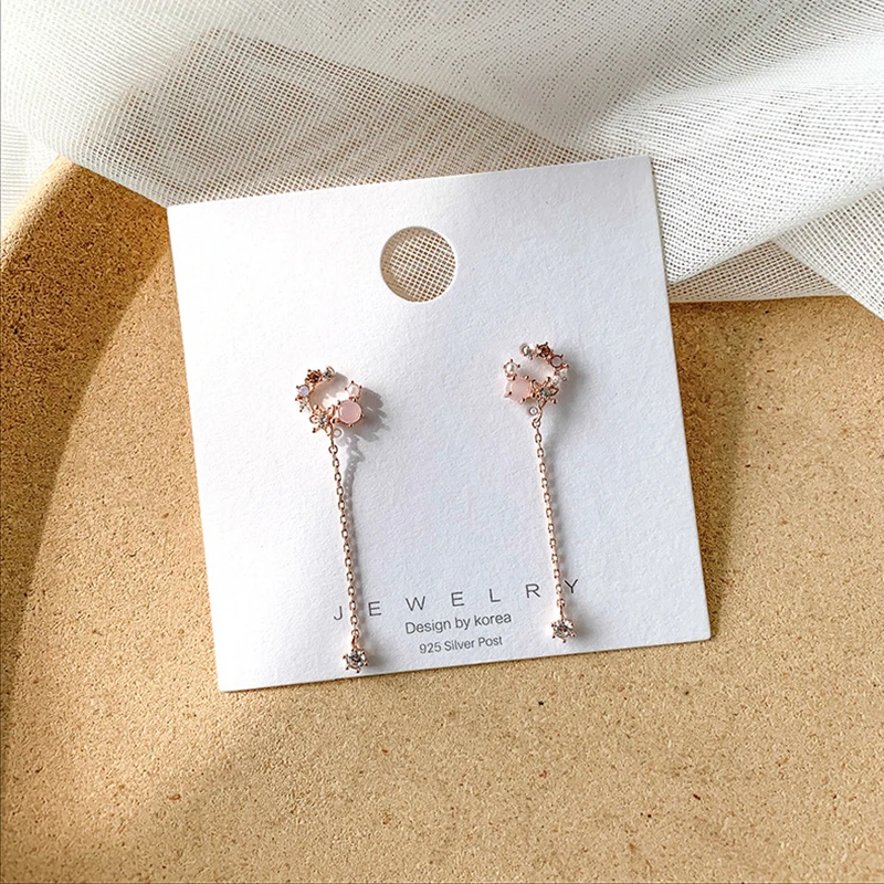 Korean Fashion Rhinestone Tassel Drop Earrings For Sweet Girl Women Geometric Statement Long Wedding Jewelry Gift | Украшения и