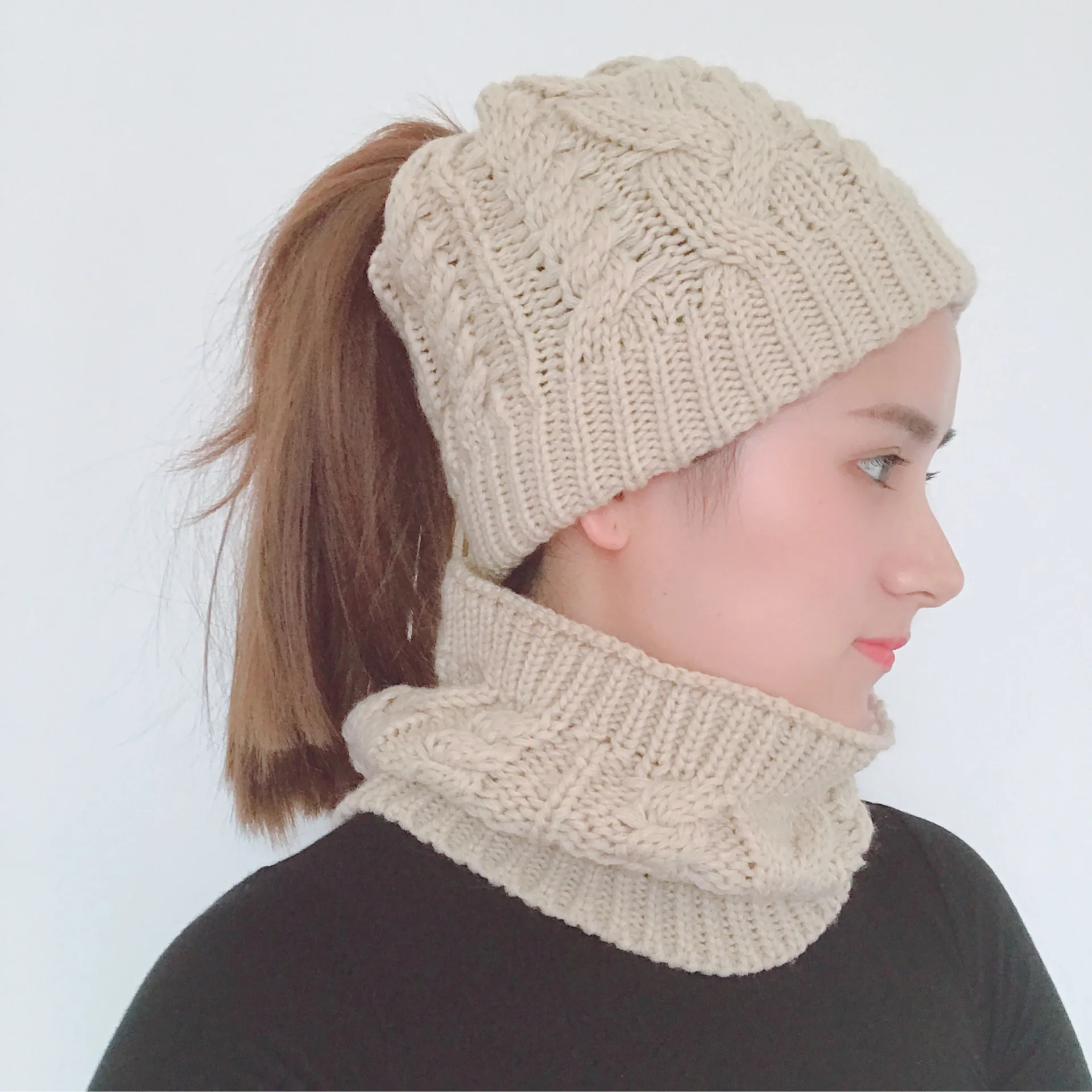 Зимние вязаные шапки бини женские толстые теплые шапочки Skullies шапка женская вязаная шапка с буквенным принтом шапочки уличные наборы для езды на велосипеде - Цвет: G