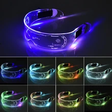 LED Light Up Glasses Futuristic Visor Glasses 7 Colors 5 Modes Battery Glasses for Halloween Party Festival Tiktok Cool Glasses