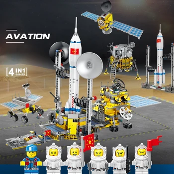 

City Technic Creator Artificial Satellite Model Building Blocks Aviation Rocket Lunar Rover Set Bricks Assembly Toys For Kids