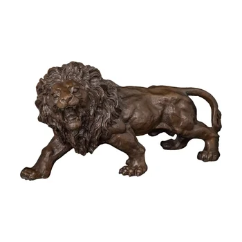 

Bronze Fierce Lion Statue Figurine Wildlife Animal Sculpture for Office Home Accessories Vintage Art