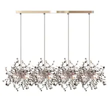  Nordic Modern Personality Stainless Steel Chrome Leaf LED Chandelier Living Room Lamp Bar Table Lamp Dining Room Chandelier 