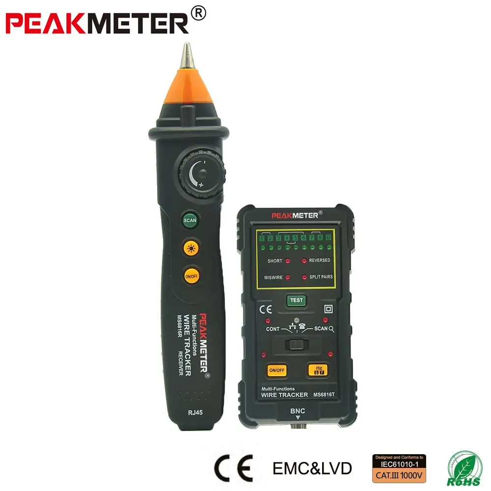 

PEAKMETER PM6816 multifunctional network cable finder network cable telephone line anti-interference live tester