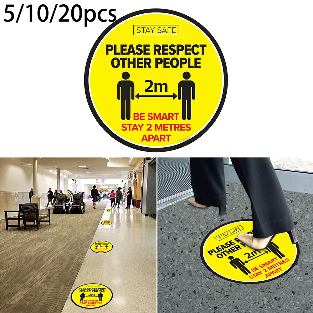

5/10/20 Pcs Social Distancing Shop Floor Sticker Sign 30cm Anti Slip Stay Safe Tips For Keeping A Safe Distance Universal