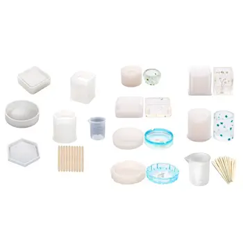 

Resin Silicone Mold,5 Pack Resin Art Molds Include Round,Square,Cylinder,Plate with Silicone Mold for Jewelry