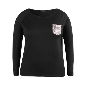 

FADZECO Winter Hoodie Round Neck Long Sleeve Velvet Warm Sweatshirts Women Black Loose Hoodies Female