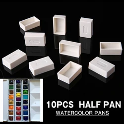 10/40pcs Full/Half Pans Paint White Empty Pan Plastic Water Colour Paint Grid Half Pans Artists Palette Art Supplies