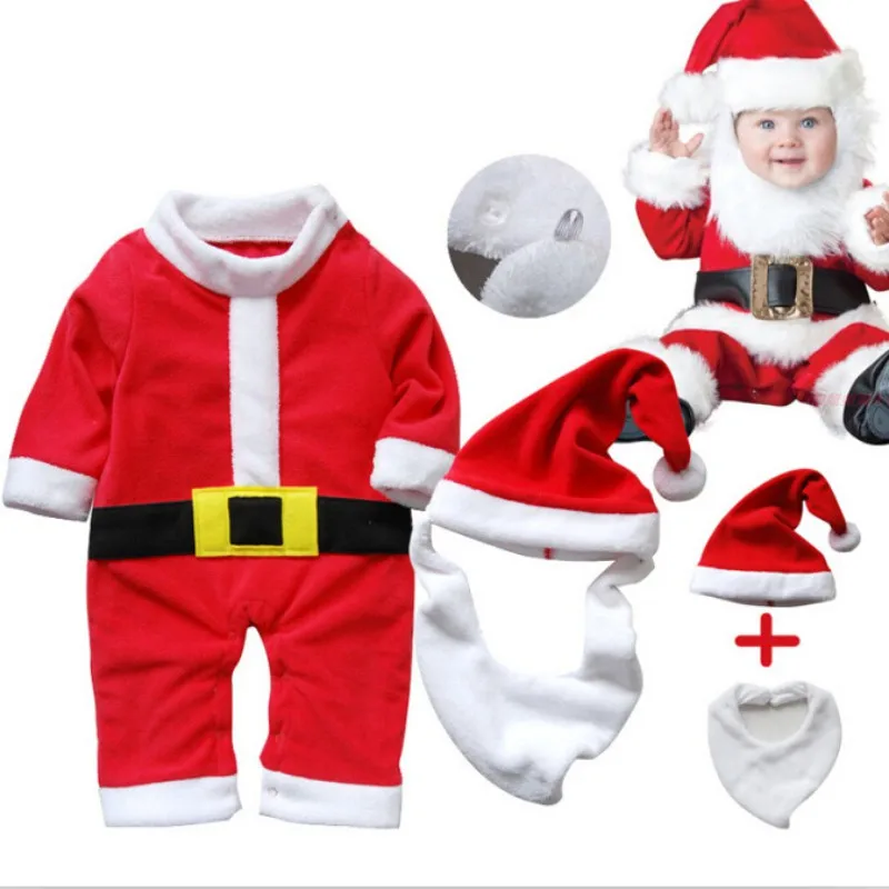 Baby Winter Clothes Christmas Santa Claus Baby Costume Bodysuit Newborn Kids Pajama Infantil Winter Clothing Jumpsuit Snowsuit